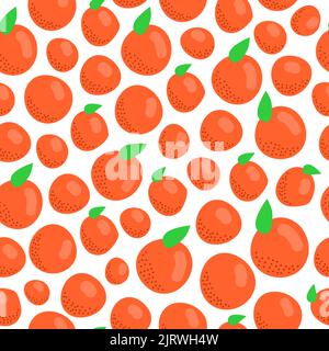 Semplice motivo senza cuciture con pesche colorate o arance doodle. Illustrazione Vettoriale