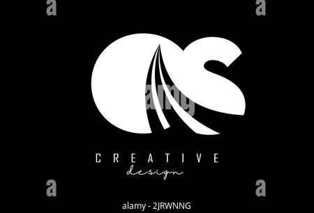 Logo Creative White Letter OS o s con linee di punta e design del concetto stradale. Lettere con disegno geometrico. Illustrazione vettoriale con lettera e creat Illustrazione Vettoriale