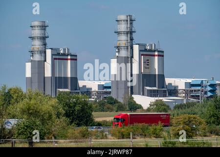 Centrale a ciclo combinato a gas e a vapore Trianel Hamm-Uentrop, due centrali con una capacità di 425 megawatt ciascuna, NRW, Germania, Foto Stock