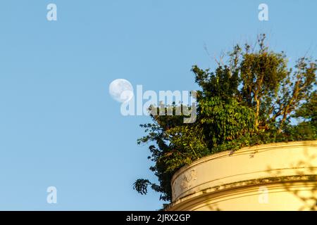 luna tramonto in una bella mattina d'inverno a Rio de Janeiro. Foto Stock