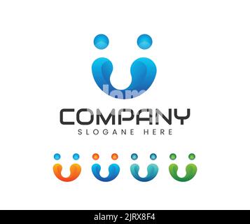 Felice gente connessione logo modello di disegno vettoriale. Vettore modello logo umano della comunità. Assistenza sanitaria comunitaria. Logo astratto della comunità Illustrazione Vettoriale