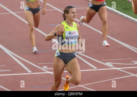 Losanna, Svizzera. 08th giugno, 2022. Leonie Pointet (sui) vince 200m donne durante il Gran Premio Athletissima Wanda Diamond League a Losanna 2022. Il Gran Premio Athletissima Wanda Diamond League a Losanna 2022, si è svolto a Losanna, capitale olimpica. (Foto di: Eric Dubost/Sipa USA) Credit: Sipa USA/Alamy Live News Foto Stock