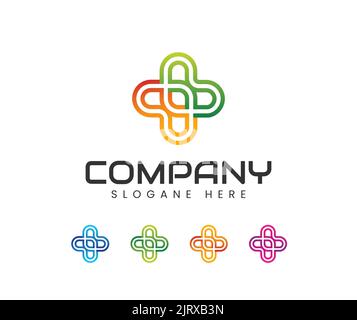Modello di design del logo della farmacia medica. Modello di progettazione del logo Creative Health Care Concept Liner Illustrazione Vettoriale