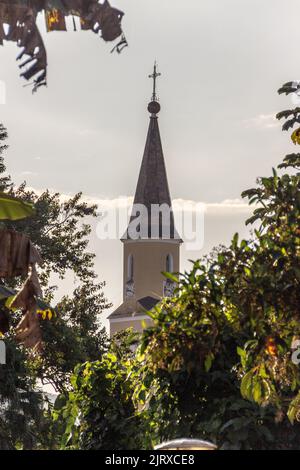 torre della chiesa luterana di Pomerode a Blumenau Santa Catarina Brasile Foto Stock