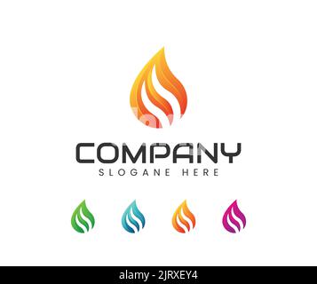 Logo Creative Abstract Fire. Vettore di design logo Fire Flame. Modello logo caldo Illustrazione Vettoriale