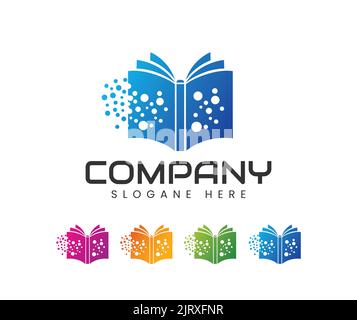 Design del logo del libro tecnologico digitale. Business Education grafico Libro Logo Design vettore Illustrazione Vettoriale