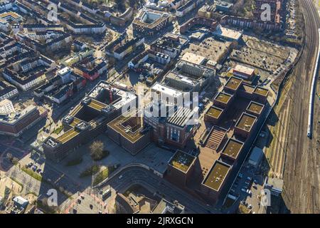 Veduta aerea, Dortmund U Zentrum für Kunst und Kreativität (Dortmund U Center for Art and Creativity), Robert-Schuman-Berufskolleg (Robert-Schuman Vo Foto Stock