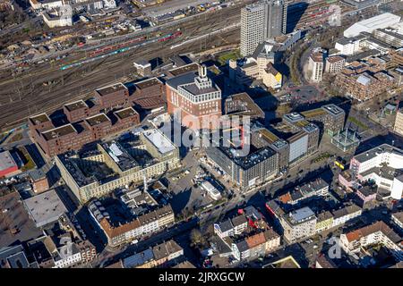 Veduta aerea, Dortmund U Zentrum für Kunst und Kreativität (Dortmund U Center for Art and Creativity), Robert-Schuman-Berufskolleg (Robert-Schuman Vo Foto Stock