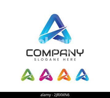 3d lettera un modello di disegno del logo del triangolo. Lettera creativa Un logo. 3D lettera Un modello di logo. Illustrazione Vettoriale