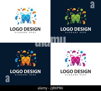 Astratto moderno lavaggio dent design logo pulizia. Moderno vettore Dental Cleaning icona Illustrazione Vettoriale