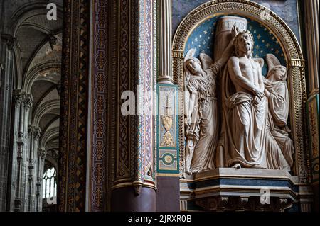 Dettagli interni della chiesa Église Saint Eustache. Parigi, Francia. Foto Stock