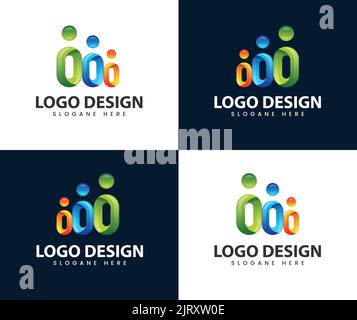 Design del logo della gente creativa della famiglia. Creative People logo modello di design Illustrazione Vettoriale