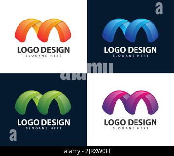 Astratto moderno m lettera iniziale logo design. Logo M con illustrazione vettoriale di concetto moderno Illustrazione Vettoriale