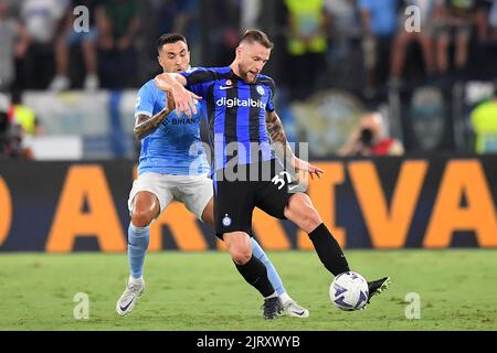 Roma, Italia. 26th ago, 2022. Stadio Olimpico, Roma, Italia, 26 agosto 2022, Milano Skriniar (Inter) durante la SS Lazio vs Inter - FC Internazionale - Calcio italiana Serie A Match Credit: Live Media Publishing Group/Alamy Live News Foto Stock