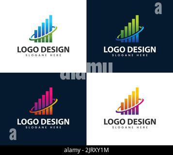 Design del logo finanziario aziendale. Icona del logo finanziario, logo commerciale e finanziario, design finanziario, logo commerciale e di distribuzione, logo contabile e finanziario, Illustrazione Vettoriale