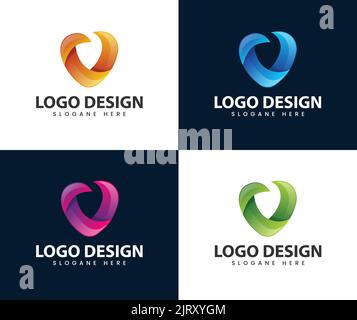 Lettera v astratto moderno logo design. Lettera v 3D gradiente simbolo logo vettore Illustrazione Vettoriale