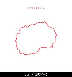 Macedonia Mappa del contorno modificabile. Confine rosso macedone. Nome del paese. Regolare lo spessore della linea. Cambia colore. Illustrazione vettoriale. Illustrazione Vettoriale