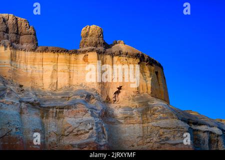 Echo Amphitheater al tramonto, New Mexico, USA Foto Stock