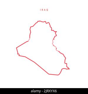Iraq Mappa del contorno modificabile. Confine rosso iracheno. Nome del paese. Regolare lo spessore della linea. Cambia colore. Illustrazione vettoriale. Illustrazione Vettoriale