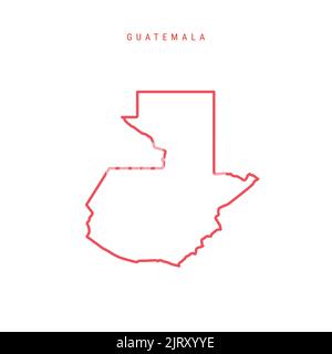 Guatemala Mappa del contorno modificabile. Confine rosso guatemalteco. Nome del paese. Regolare lo spessore della linea. Cambia colore. Illustrazione vettoriale. Illustrazione Vettoriale