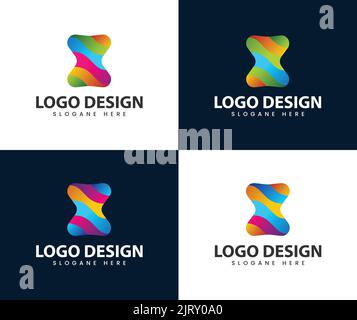 Astratto moderno colorato logo design 3D Illustrazione Vettoriale