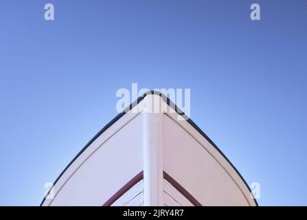 particolare della prua o parte anteriore di una nave in legno visto dal basso Foto Stock