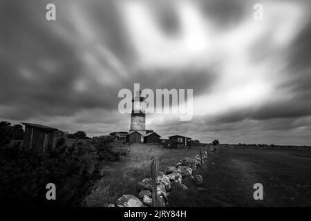 Panorama fresco sopra il paesaggio i svezia. Tramonto e oceano. Bel paesaggio sopra la bella città in svezia Foto Stock