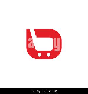 semplice rosso shopping trolly simbolo vettore logo Illustrazione Vettoriale
