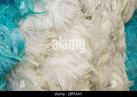 Tessuto bianco e blu utilizzato per i costumi di carnevale a Rio de Janeiro Brasile. Foto Stock