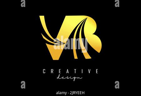 Lettera d'oro creativa VB v b logo con linee leader e design del concetto di strada. Lettere con disegno geometrico. Illustrazione vettoriale con lettera e crea Illustrazione Vettoriale