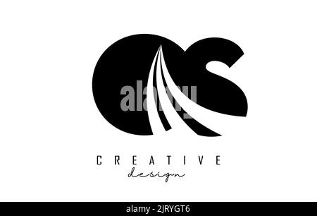 Logo Creative Black Letter OS o s con linee di punta e design del concetto stradale. Lettere con disegno geometrico. Illustrazione vettoriale con lettera e creat Illustrazione Vettoriale