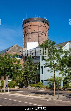 Germania, Bocholt, bassa Reno, Westmuensterland, Muensterland, Westfalia, Renania settentrionale-Vestfalia, NRW, Business College am Wasserturm, scuola professionale, torre Intze, edificio in mattoni Foto Stock