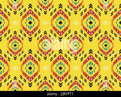 Seamless astratto ikat pattern.background tappezzeria wrapping abbigliamento Batik tessuto Vector Illustration.ricamo stile. Foto Stock
