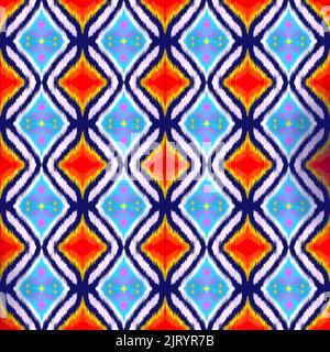 Astratto schema ikat senza giunture. Sfondo, moquette, carta da parati, abbigliamento, confezionamento, batik, tessuto, stile ricamo. Foto Stock