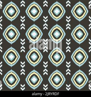 Ornamento folcloristico geometrico IKAT. Modello senza cuciture Figura ricamo tribale. Modello popolare. Modello IKAT Foto Stock