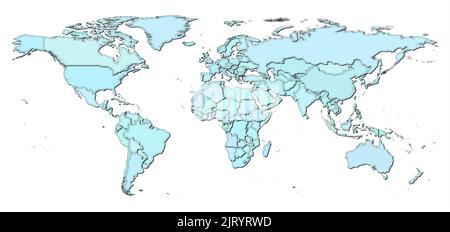 Mappa del mondo illustrazione di vettore politico di alto dettaglio Illustrazione Vettoriale
