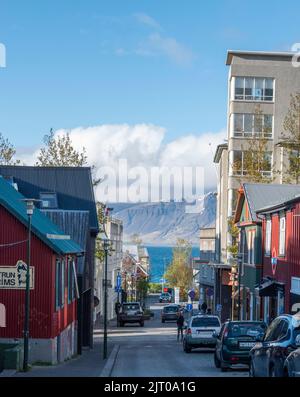 Vista sulla strada laterale, Reykjavik, Islanda. Foto Stock