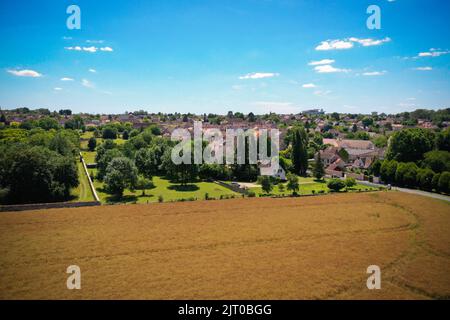 Veduta aerea del villaggio di Maincy nella Senna e Marna in Francia Foto Stock