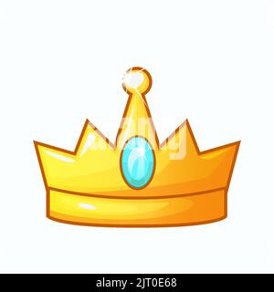 Corona d'oro vettoriale, oggetto isolato cartone animato Illustrazione Vettoriale