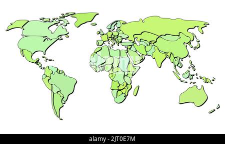 Mappa del mondo semplice su sfondo bianco illustrazione vettoriale Illustrazione Vettoriale