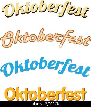 Set vettoriale di 4 pezzi iscrizioni Festival tedesco della birra bavarese Oktoberfest - illustrazione Illustrazione Vettoriale