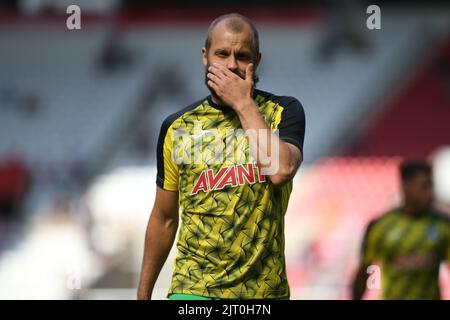 Teemu Pukki di Norwich City durante la partita del campionato Sky Bet tra Sunderland e Norwich City allo Stadio di luce di Sunderland sabato 27th agosto 2022. (Credit: Michael driver | MI News) Credit: MI News & Sport /Alamy Live News Foto Stock