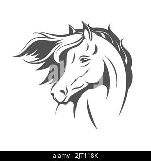 Stallone o emblema Horse Head. Illustrazione vettoriale isolata su bianco Illustrazione Vettoriale