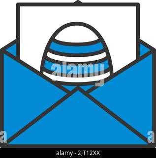 Avvolge con l'icona delle uova di Pasqua. Contorno grassetto modificabile con disegno di riempimento a colori. Illustrazione vettoriale. Illustrazione Vettoriale