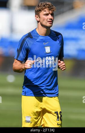 Ryan Ledson (18) di Preston North End durante il riscaldamento pre-partita Foto Stock