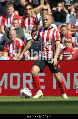 Sunderland, Regno Unito. 27th ago, 2022. Alex Pritchard di Sunderland durante la partita del campionato Sky Bet tra Sunderland e Norwich City allo Stadio di luce il 27th 2022 agosto a Sunderland, Inghilterra. (Foto di Mick Kearns/phcimages.com) Credit: PHC Images/Alamy Live News Foto Stock