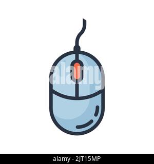 L'icona del mouse del computer con un contorno è isolata su uno sfondo bianco. Illustrazione vettoriale, EPS 10. Illustrazione Vettoriale