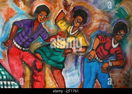 African Dancing Art, Pub Soweto, Johannesburg, Gauteng, Sud Africa Foto Stock