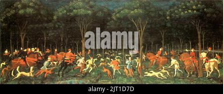 Paolo uccello - la caccia nella foresta Foto Stock