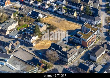 Veduta aerea, casa di riposo Heiligenhaus am Südring, Brownfield Südring a Leubeck, Heiligenhaus, Ruhr, Renania settentrionale-Vestfalia, Germania Foto Stock